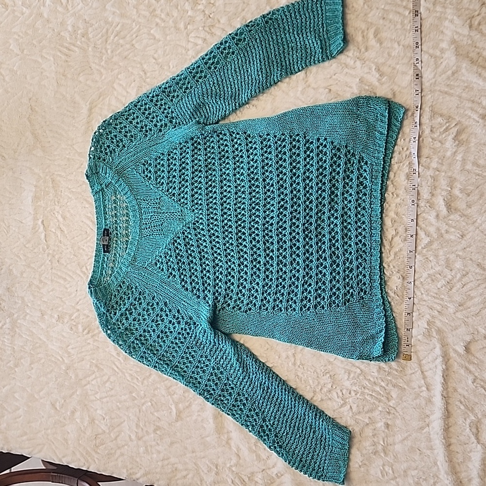 Willi Smith Women's Blue Long Sleeve Round Neck Knitted Pullover Sweater